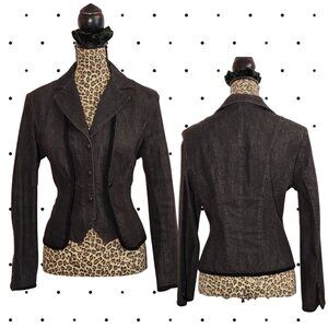 Dark Grey Jean jacket with black trim detail